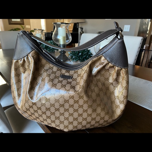 Gucci GG Guccissima Print Brown Leather Hobo Bag - Picture 1 of 7